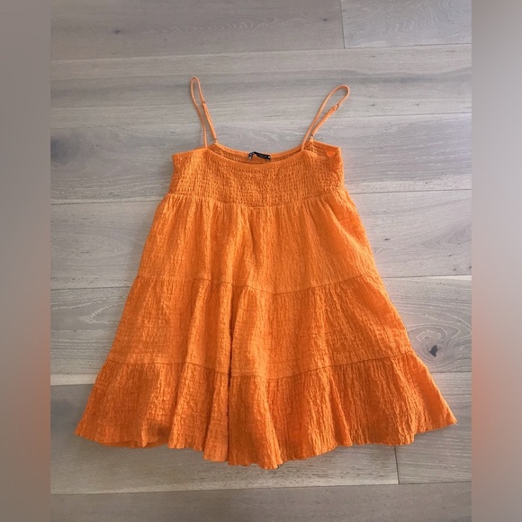 Zara orange 🍊 textured mini dress size Large L - Picture 5 of 8